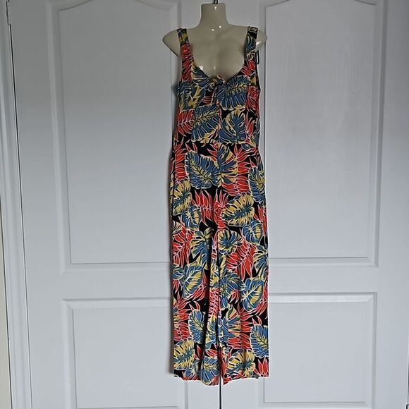 OXXO Women's Tropical Bell- Bottoms Jumpsuit Size Small Red/Blue - Picture 2 of 16